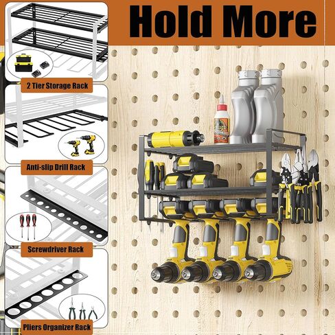 Power Tool Organizer Wall Mount, 4 Drill Holder Wall Mount Drill Rack, Heavy Duty Power Tool Storage Rack, Metal Drill Storage Rack for Garage Workshop in Saudi Arabia