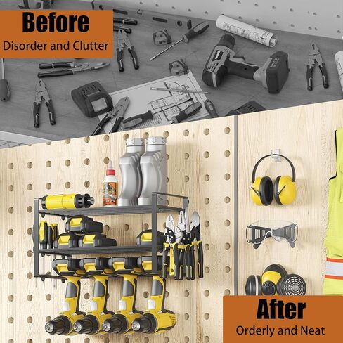 Power Tool Organizer Wall Mount, 4 Drill Holder Wall Mount Drill Rack, Heavy Duty Power Tool Storage Rack, Metal Drill Storage Rack for Garage Workshop in Saudi Arabia
