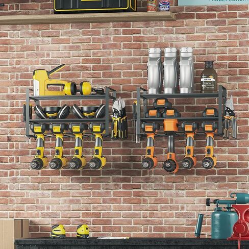 Power Tool Organizer Wall Mount, 4 Drill Holder Wall Mount Drill Rack, Heavy Duty Power Tool Storage Rack, Metal Drill Storage Rack for Garage Workshop in Saudi Arabia