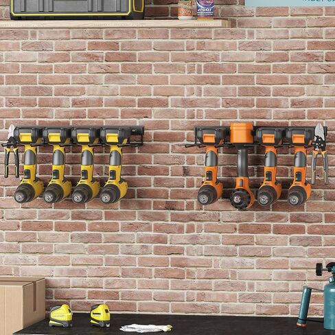 Power Tool Organizer Wall Mount, 4 Drill Holder Wall Mount Drill Rack, Heavy Duty Power Tool Storage Rack, Metal Drill Storage Rack for Garage Workshop in Saudi Arabia
