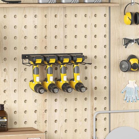 Power Tool Organizer Wall Mount, 4 Drill Holder Wall Mount Drill Rack, Heavy Duty Power Tool Storage Rack, Metal Drill Storage Rack for Garage Workshop in Saudi Arabia