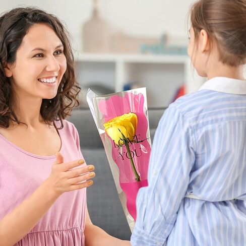 Totelux Mothers Day Flower Cellophane Bags 50PCS Single Flower Clear Packaging Bags for Bouquet Floral Gift Wrapping Wedding Birthday Party Supplies in Saudi Arabia