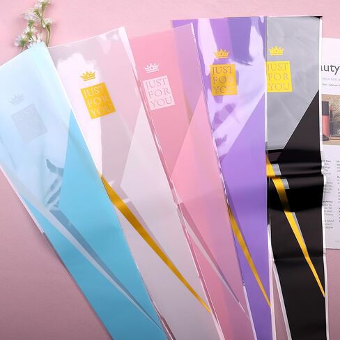 Totelux Mothers Day Flower Cellophane Bags 50PCS Single Flower Clear Packaging Bags for Bouquet Floral Gift Wrapping Wedding Birthday Party Supplies in Saudi Arabia