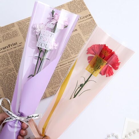 Totelux Mothers Day Flower Cellophane Bags 50PCS Single Flower Clear Packaging Bags for Bouquet Floral Gift Wrapping Wedding Birthday Party Supplies in Saudi Arabia