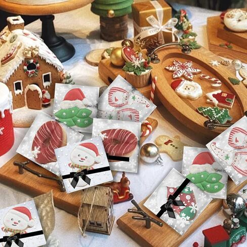 XGiGiX مجموعة أكياس البسكويت/الحلوى/الحلوى ذاتية اللصق - 200 قطعة. أكياس سيلوفان فروستيد منقطة باللون الأبيض (4 × 4 بوصة، 100 قطعة). أكياس تشيلو شفافة كبيرة وقابلة للإغلاق للمخبوزات (4.7 بوصة × 4.7 بوصة، 100 قطعة). (100 نقطة بيضاء +100 عقدة) in Kuwait