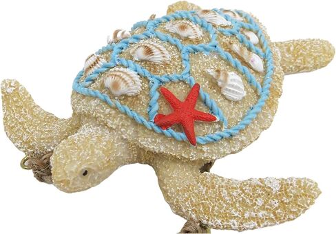 Sea Turtle Hanging Christmas Ornament Coastal Tree Decoration, Resin Sand Seashells, Beach Themed Holiday Decorations for Home, Centerpiece and Wreaths, 4 inches in Saudi Arabia