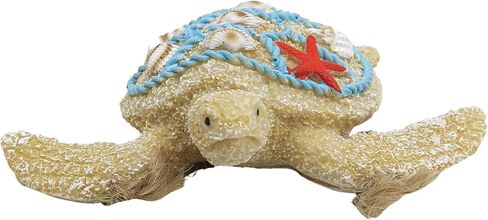 Sea Turtle Hanging Christmas Ornament Coastal Tree Decoration, Resin Sand Seashells, Beach Themed Holiday Decorations for Home, Centerpiece and Wreaths, 4 inches in Saudi Arabia