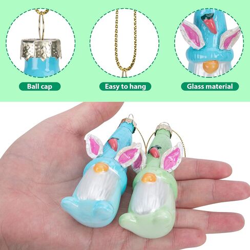 6 Pack Easter Glass Gnomes Ornament- Bunny Gnome Elf Figurines Decorations - Easter Faceless Dwarf Doll Household Supplies for Home Tree Party DIY Crafts Decor in Saudi Arabia