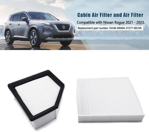 طقم فلتر الهواء والمقصورة متوافق مع Nissan Rogue 2021 2022 2023 استبدال 27277-6RC0A 16546-6RA0A in Kuwait