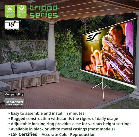 Elite Screens Tripod Series, 136-INCH 1:1, 16:9, 4:3, Adjustable Multi Aspect Ratio Portable Indoor Outdoor Projector Screen, 8K/4K Ultra HD 3D Ready, US Based Company 2-YEAR WARRANTY, T136UWS1- Black in Saudi Arabia