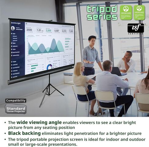 Elite Screens Tripod Series, 136-INCH 1:1, 16:9, 4:3, Adjustable Multi Aspect Ratio Portable Indoor Outdoor Projector Screen, 8K/4K Ultra HD 3D Ready, US Based Company 2-YEAR WARRANTY, T136UWS1- Black in Saudi Arabia