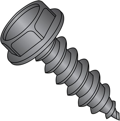 Small Parts 1416ABWBZ Steel Sheet Metal Screw, Black Zinc Plated Finish, Hex Washer Head, Hex Drive, Type AB, 1/4"-14 Thread Size, 1" Length (Pack of 50) in Saudi Arabia