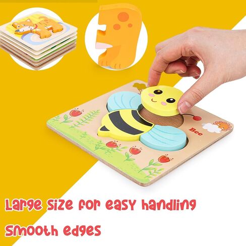 AMOR PRESENT 6PCS Wooden Toddler Puzzles, Montessori Jigsaw Puzzles Wooden Animal Puzzles Preschool Toy Gift for Kids Educational Developmental Toys in Saudi Arabia
