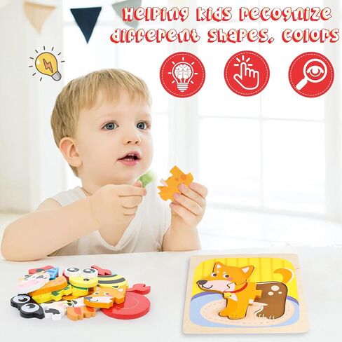 AMOR PRESENT 6PCS Wooden Toddler Puzzles, Montessori Jigsaw Puzzles Wooden Animal Puzzles Preschool Toy Gift for Kids Educational Developmental Toys in Saudi Arabia