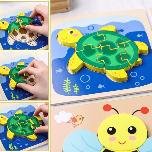 AMOR PRESENT 6PCS Wooden Toddler Puzzles, Montessori Jigsaw Puzzles Wooden Animal Puzzles Preschool Toy Gift for Kids Educational Developmental Toys in Saudi Arabia