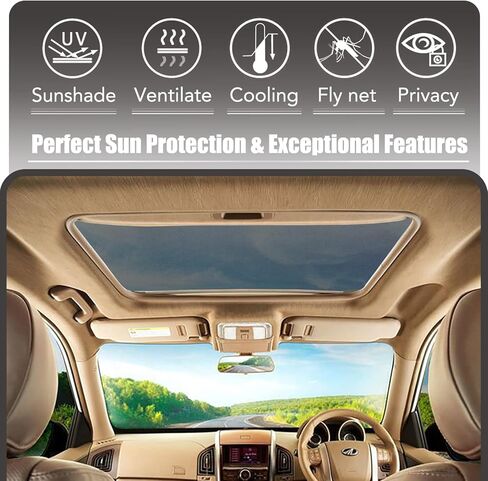 فتحة سقف شمسية، IC ICLOVER Universal Car Moon Roof Mesh غطاء حماية من الأشعة فوق البنفسجية، تركيب مغناطيسي سريع، إطلاق الحرارة والتهوية لتخييم السيارة، وقوف السيارات في الرحلات، التخييم طوال الليل in Kuwait
