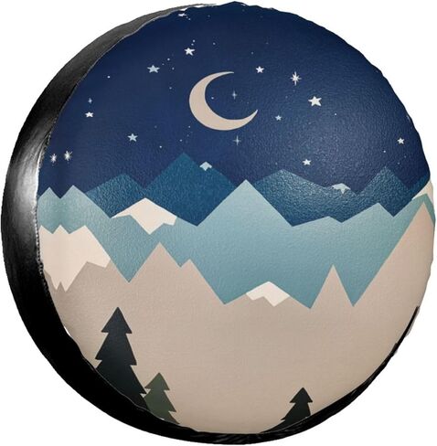 غطاء إطار احتياطي غطاء إطار العجلة واقي سحابة القمر الأزرق مناسب للمقطورة وRV وسيارات الدفع الرباعي والعديد من المركبات مقاس 15 بوصة in Kuwait