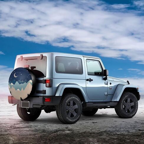 غطاء إطار احتياطي غطاء إطار العجلة واقي سحابة القمر الأزرق مناسب للمقطورة وRV وسيارات الدفع الرباعي والعديد من المركبات مقاس 15 بوصة in Kuwait