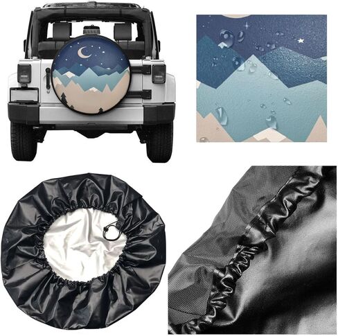 غطاء إطار احتياطي غطاء إطار العجلة واقي سحابة القمر الأزرق مناسب للمقطورة وRV وسيارات الدفع الرباعي والعديد من المركبات مقاس 15 بوصة in Kuwait