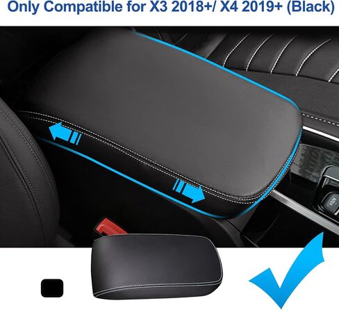 2018-2023 B MW X3 G01 Armrest Cover, for 2019-2023 B MW X4 G02 Armrest Cover 2022 X3 G01 Center Console Cover 2023 X4 G02 Center Console Cover B MW X3 X4 Leahter Armrest Cover (Black) in Saudi Arabia