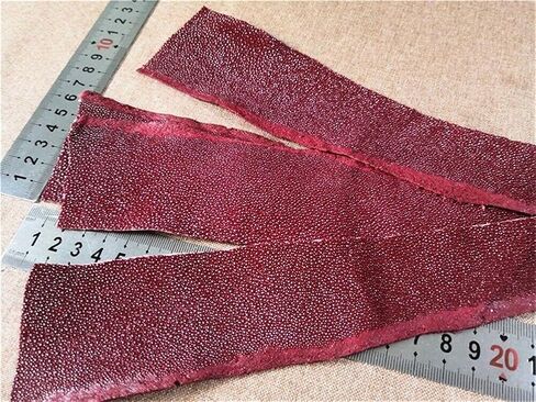 2PCS Genuine Stingray Skin Leather Hide Pelt Strap Natural Rawhide Off-Cuts Strip Dark Red in Saudi Arabia
