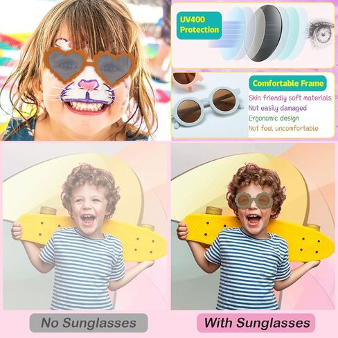 9 عبوات من النظارات الشمسية للأطفال على شكل زهرة مستديرة على شكل قلب نظارات شمسية للأطفال الصغار لطيفة للأولاد والبنات من عمر 3 إلى 10 سنوات، نظارات شمسية للأطفال هدايا الحفلات in Kuwait
