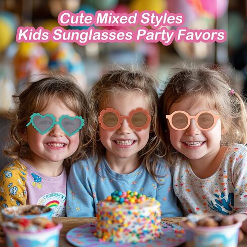 9 عبوات من النظارات الشمسية للأطفال على شكل زهرة مستديرة على شكل قلب نظارات شمسية للأطفال الصغار لطيفة للأولاد والبنات من عمر 3 إلى 10 سنوات، نظارات شمسية للأطفال هدايا الحفلات in Kuwait