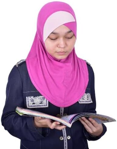 Handmade | Princess Nur Hijab Two Tones | Girls Kids 1 piece Cotton Practical Hijab Headscarf Instant Scarf in Kuwait