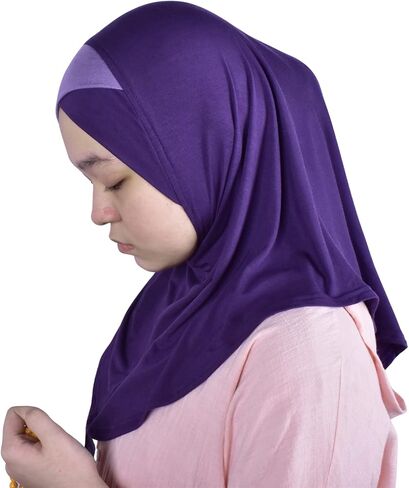 Handmade | Princess Nur Hijab Two Tones | Girls Kids 1 piece Cotton Practical Hijab Headscarf Instant Scarf in Kuwait