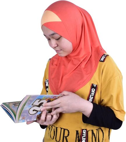 Handmade | Princess Nur Hijab Two Tones | Girls Kids 1 piece Cotton Practical Hijab Headscarf Instant Scarf in Kuwait