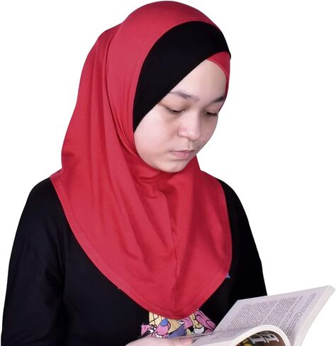 Handmade | Princess Nur Hijab Two Tones | Girls Kids 1 piece Cotton Practical Hijab Headscarf Instant Scarf in Kuwait