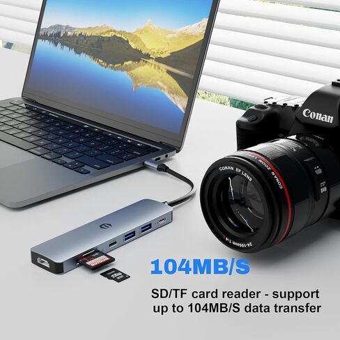 موزع USB C، محطة إرساء كمبيوتر محمول TOTU 7 في 1، محطة إرساء USB C مع 4K HDMI، 100 واط PD، 2 USB 3.0، USB C 3.0، SD/TF in Saudi Arabia