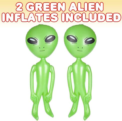 ArtCreativity Green Inflatable Alien, Set of 2, Outer Space Decorations, 34 Inch Alien Inflatable Toys, Alien Party Decorations, Birthday Party Favors, Swimming Pool Toys for Kids in Saudi Arabia
