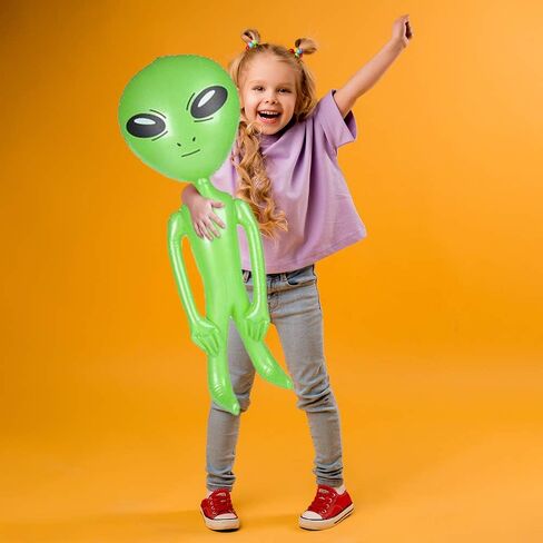 ArtCreativity Green Inflatable Alien, Set of 2, Outer Space Decorations, 34 Inch Alien Inflatable Toys, Alien Party Decorations, Birthday Party Favors, Swimming Pool Toys for Kids in Saudi Arabia