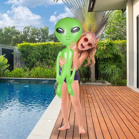 ArtCreativity Green Inflatable Alien, Set of 2, Outer Space Decorations, 34 Inch Alien Inflatable Toys, Alien Party Decorations, Birthday Party Favors, Swimming Pool Toys for Kids in Saudi Arabia