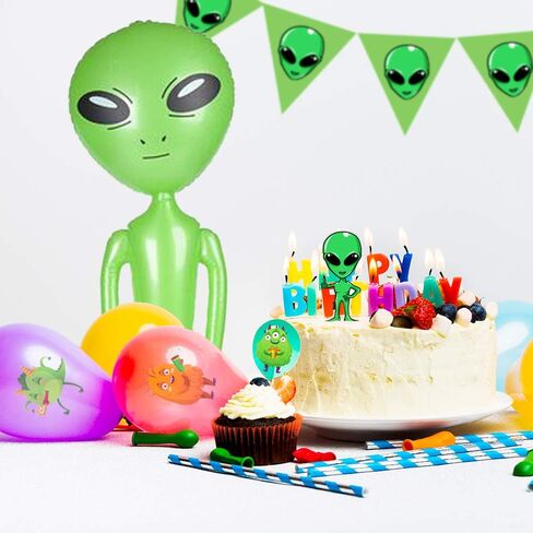ArtCreativity Green Inflatable Alien, Set of 2, Outer Space Decorations, 34 Inch Alien Inflatable Toys, Alien Party Decorations, Birthday Party Favors, Swimming Pool Toys for Kids in Saudi Arabia