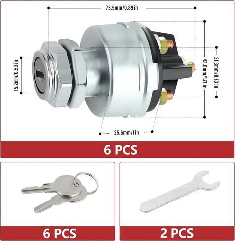 6PCS 4 Position Starter Switch, Universal Replacement Ignition Key Switch for Car, Truck, Tractor, Forklift in Saudi Arabia