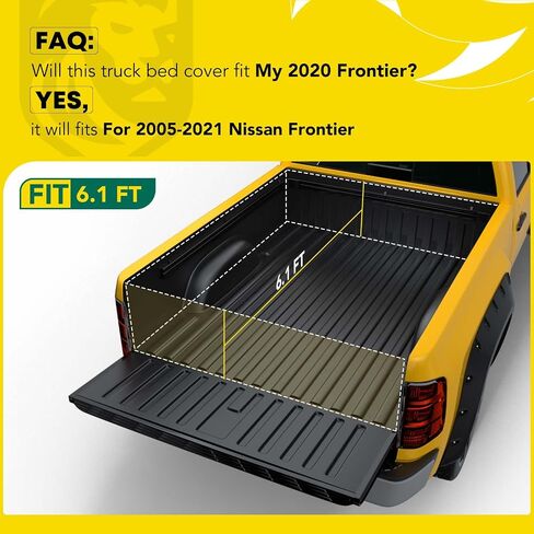 YHTAUTO Hard Quad Fold Truck Bed Tonneau Cover w/Auto Locking Function Compatible with 2005-2021 Nissan Frontier, 6'1" (73.3") Bed, All-Weather Bed Cover, Aluminum Side Rail & Fiberglass Panel in Saudi Arabia