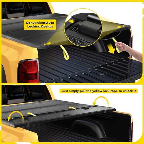 YHTAUTO Hard Quad Fold Truck Bed Tonneau Cover w/Auto Locking Function Compatible with 2005-2021 Nissan Frontier, 6'1" (73.3") Bed, All-Weather Bed Cover, Aluminum Side Rail & Fiberglass Panel in Saudi Arabia