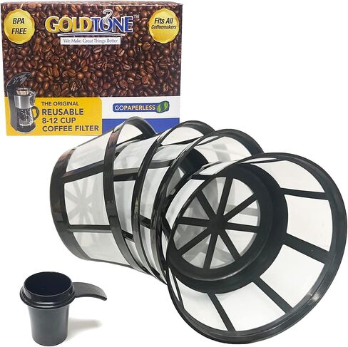 GoldTone Brand Reusable 8-12 Cup Basket Filter | Reusable Basket Coffee Filter Nylon Mesh fits Mr. Coffee, Black + Decker, Proctor Silex (1 Pack) in Saudi Arabia