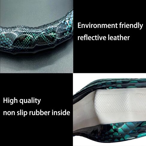 Wood Grain Leather Steering Wheel Cover Brown Black Elastic Stretch Car SUV Wheel Protector Breathable Anti-Slip Steering Wheels Accessories for Men Women Universal 15 inch in Saudi Arabia