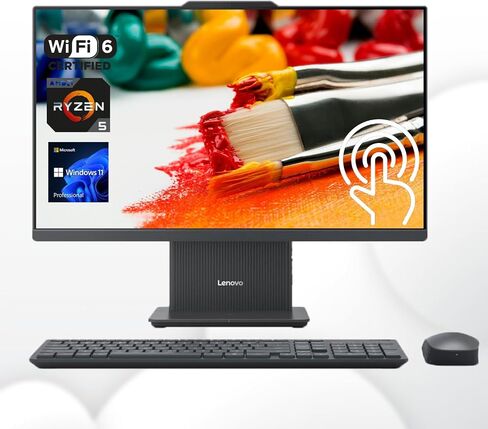 Lenovo 2024 IdeaCentre 27 بوصة Business الكل في واحد، شاشة لمس FHD 100 هرتز، AMD Ryzen 5 7535HS، ذاكرة وصول عشوائي DDR5 سعة 32 جيجابايت، SSD 2 تيرابايت، لوحة مفاتيح وماوس لاسلكي، قاعدة شحن لاسلكية، RJ-45، Wi-Fi 6، كاميرا ويب، W11P، رمادي in Saudi Arabia