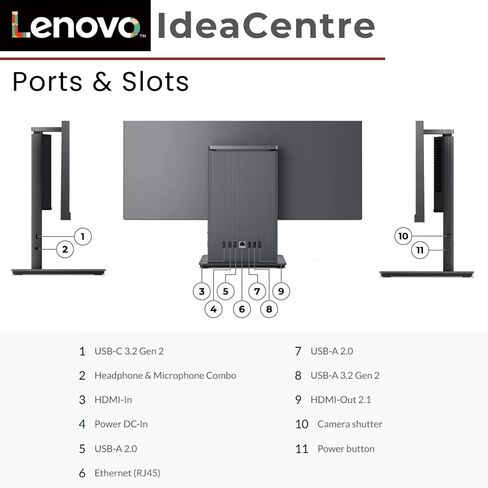 Lenovo 2024 IdeaCentre 27 بوصة Business الكل في واحد، شاشة لمس FHD 100 هرتز، AMD Ryzen 5 7535HS، ذاكرة وصول عشوائي DDR5 سعة 32 جيجابايت، SSD 2 تيرابايت، لوحة مفاتيح وماوس لاسلكي، قاعدة شحن لاسلكية، RJ-45، Wi-Fi 6، كاميرا ويب، W11P، رمادي in Saudi Arabia