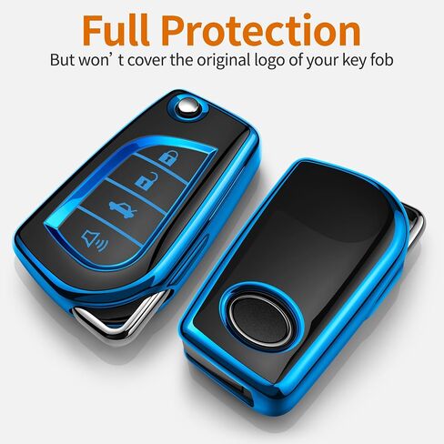 Sindeda for Toyota Key Fob Cover with Keychain Soft Full Protection Key Shell Key Case Compatible with Fortuner Tundra Camry RAV4 Highlander Corolla (4 Buttons, White) in Saudi Arabia