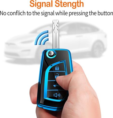 Sindeda for Toyota Key Fob Cover with Keychain Soft Full Protection Key Shell Key Case Compatible with Fortuner Tundra Camry RAV4 Highlander Corolla (4 Buttons, White) in Saudi Arabia