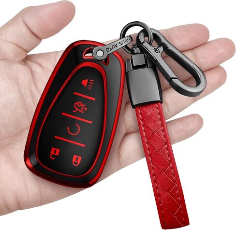 Sindeda for Chevrolet Key Fob Cover with Keychain Soft Full Protection Key Shell Key Case Compatible with 2016-2024 Chevy Equinox Malibu Spark Cruze Traverse Blazer (Black, 4 Buttons) in Saudi Arabia