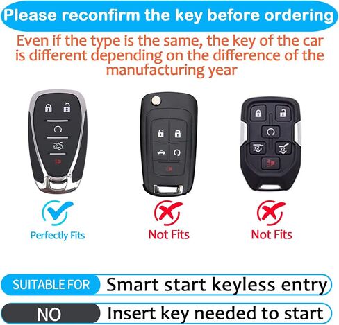 Sindeda for Chevrolet Key Fob Cover with Keychain Soft Full Protection Key Shell Key Case Compatible with 2016-2024 Chevy Equinox Malibu Spark Cruze Traverse Blazer (Black, 4 Buttons) in Saudi Arabia