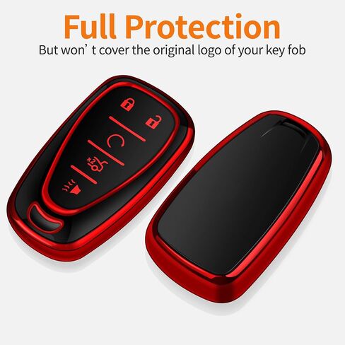 Sindeda for Chevrolet Key Fob Cover with Keychain Soft Full Protection Key Shell Key Case Compatible with 2016-2024 Chevy Equinox Malibu Spark Cruze Traverse Blazer (Black, 4 Buttons) in Saudi Arabia