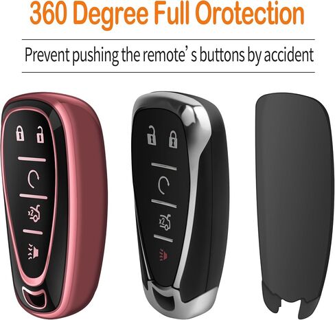 Sindeda for Chevrolet Key Fob Cover with Keychain Soft Full Protection Key Shell Key Case Compatible with 2016-2024 Chevy Equinox Malibu Spark Cruze Traverse Blazer (Black, 4 Buttons) in Saudi Arabia