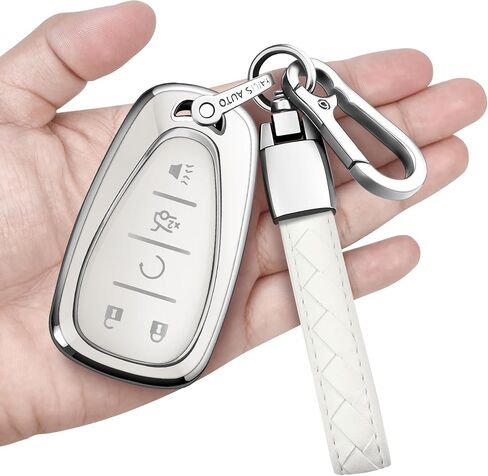 Sindeda for Chevrolet Key Fob Cover with Keychain Soft Full Protection Key Shell Key Case Compatible with 2016-2024 Chevy Equinox Malibu Spark Cruze Traverse Blazer (Black, 4 Buttons) in Saudi Arabia